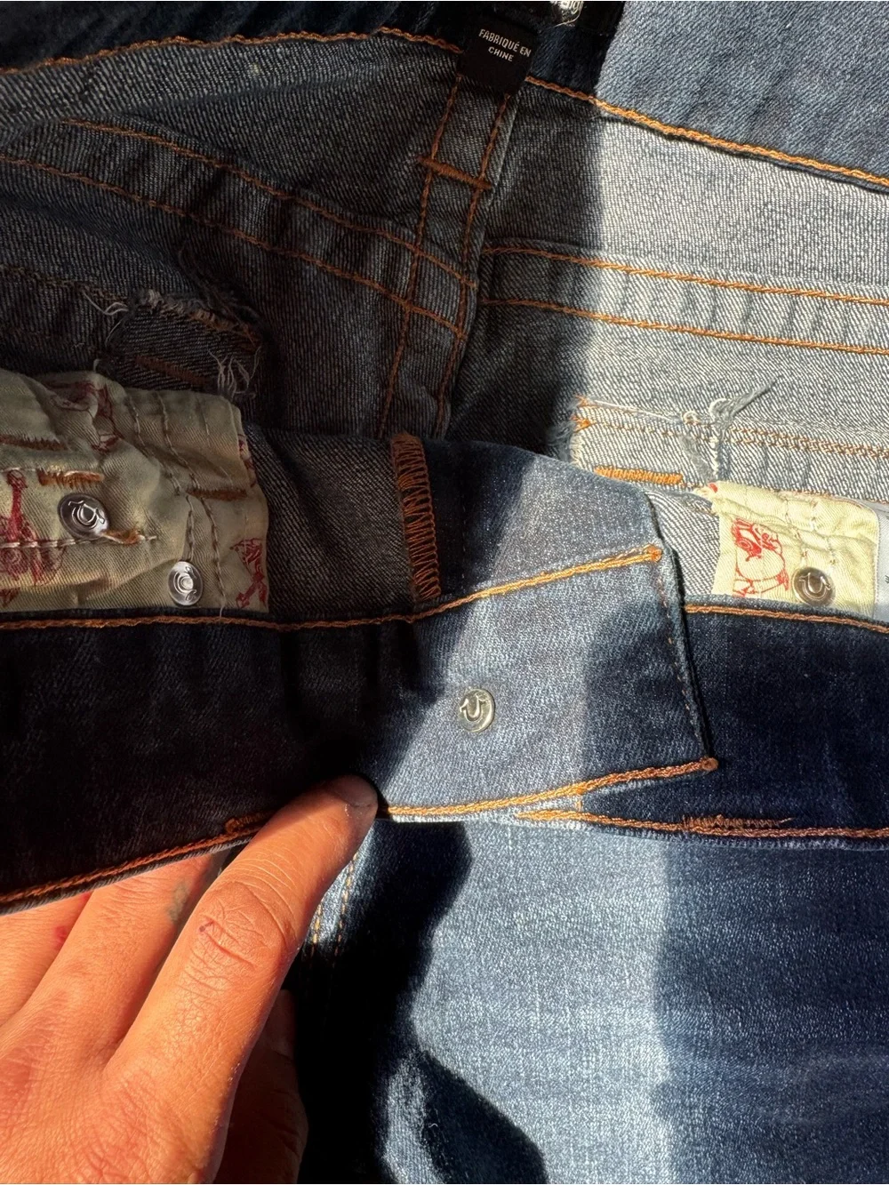 True Religion Men's Deep Blue Slim Jeans with Contrast Stitching